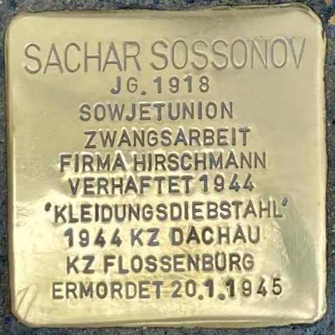 Stolperstein für Sachar Sossonov Quelle: DENK-ZEICHEN e.V.