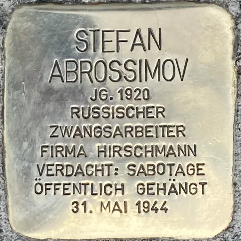 Stolperstein für Stefan Abrossimov Quelle: DENK-ZEICHEN e.V.