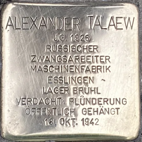 Stolperstein für Alexander Talaew Quelle: DENK-ZEICHEN e.V.