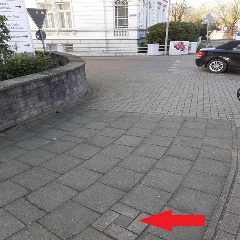 Umgebungsansicht mit Blick Richtung Norden (Gartenstr. / Bleichergang) zu Stolperstein Frieda Freudenstein
